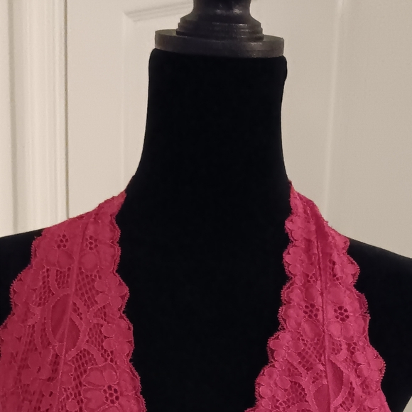 Free People Galloon Lace Halter Bralette Deep Pink Women's Size XS - Picture 2 of 7